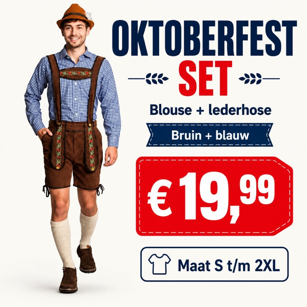 Foto 4 van Oktoberfest set heren – Lederhose + blouse €19,99 - OP=OP