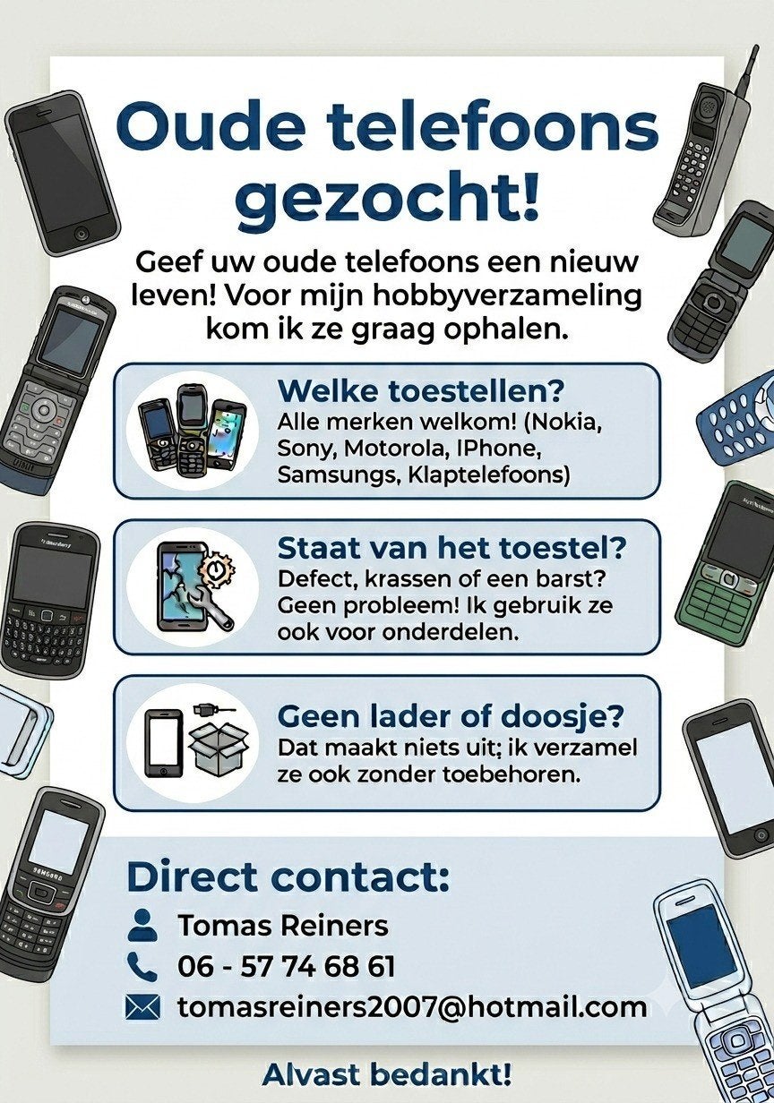 Oude (smart)telefoons gezocht!, Telecommunicatie, Mobiele telefoons | Toebehoren en Onderdelen, Universeel, Overige typen, Ophalen