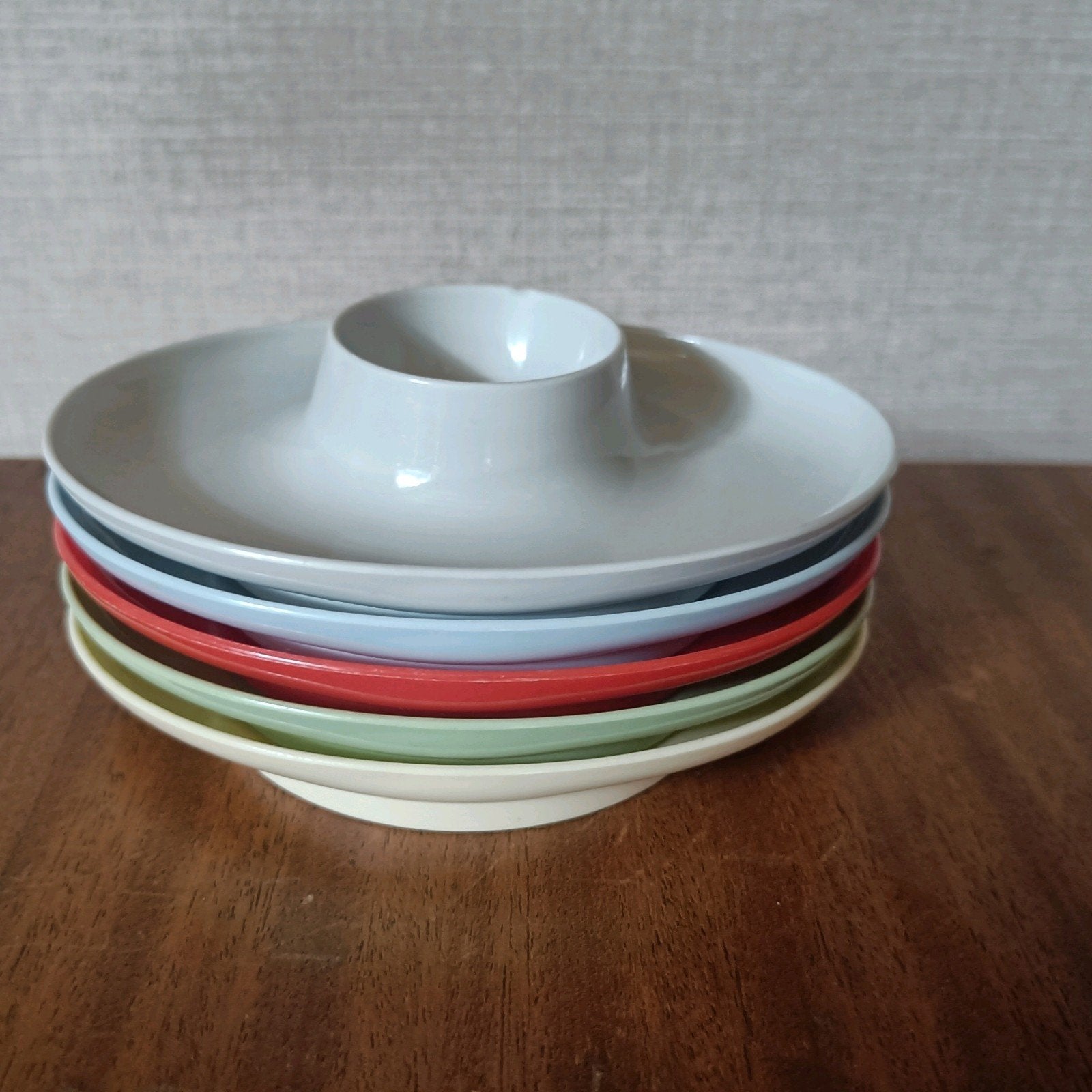 5 pastelkleurige vintage kunststof eierdopjes, Ophalen of Verzenden