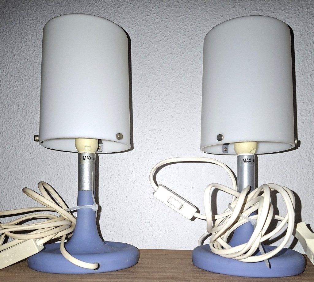 2 vintage tafellampjes - Ikea  vintage design  -Zweden  1990, Blauw, Gebruikt, Vintage, 28 cm