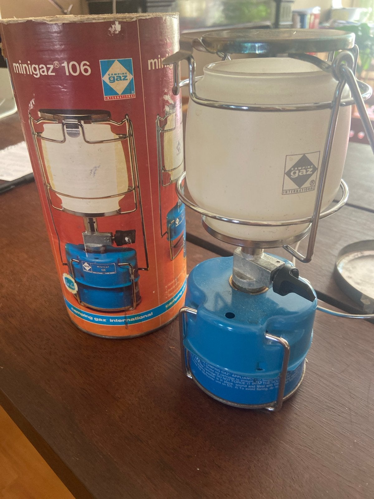 Minigaz 106 Camping Gaz gasbrander - Vintage kampeerlamp, Caravans en Kamperen, Ophalen of Verzenden, Gebruikt