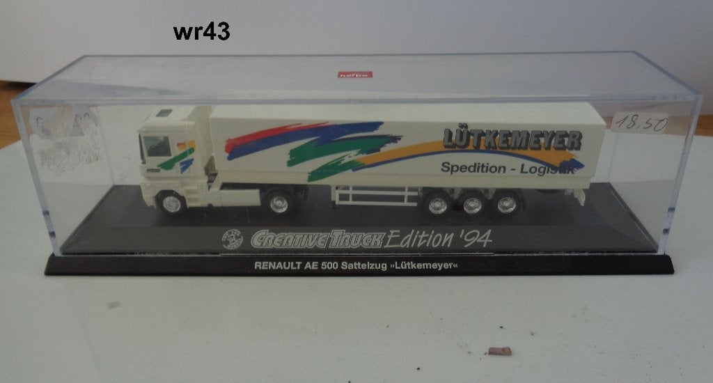 herpa renault ae met trailer, Ophalen of Verzenden, Zo goed als nieuw, Bus of Vrachtwagen, Herpa