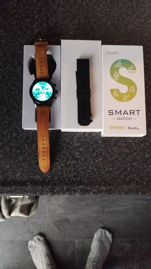 Smartwatch, Sieraden, Tassen en Uiterlijk, Smartwatches, Zo goed als nieuw, Android, Zwart, Ophalen