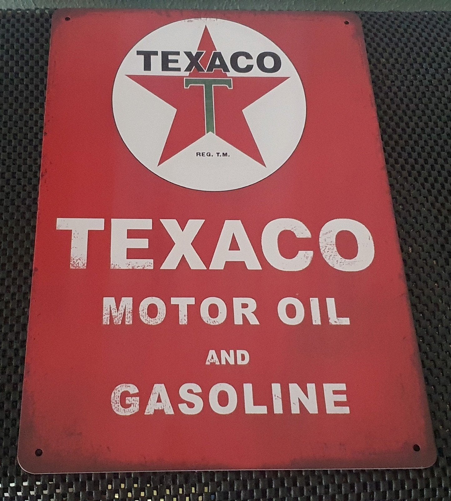 Texaco wandbord - Motor Oil & Gasoline - 30x20 cm, Ophalen of Verzenden, Nieuw, Reclamebord
