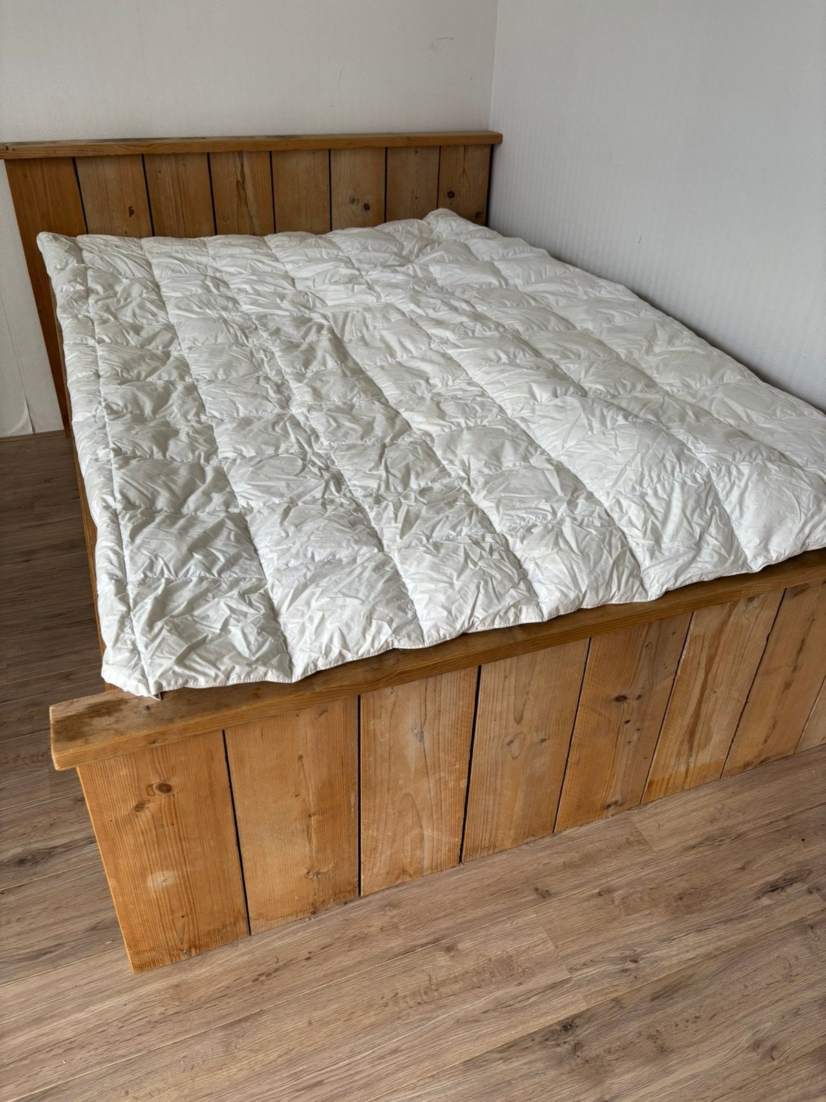 Steigerhouten bed met fruitkisten als opbergruimte, Ophalen, Gebruikt, 90 cm, Twijfelaar