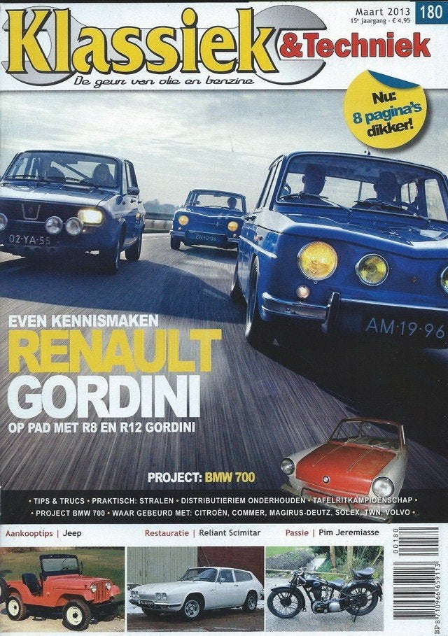Klassiek & Techniek 180 2013 : Renault Gordini - Jeep - BMW, Ophalen of Verzenden, Gelezen, Algemeen