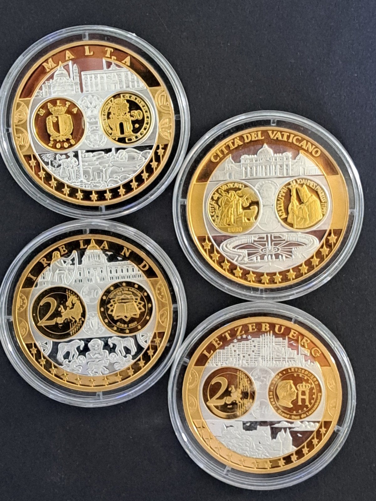 4 puur zilveren penningen Europa goud op zilver, Ophalen of Verzenden, Zilver