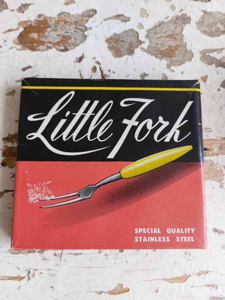 Vintage pastelkleurige cocktailvorkjes in doosje, Ophalen of Verzenden