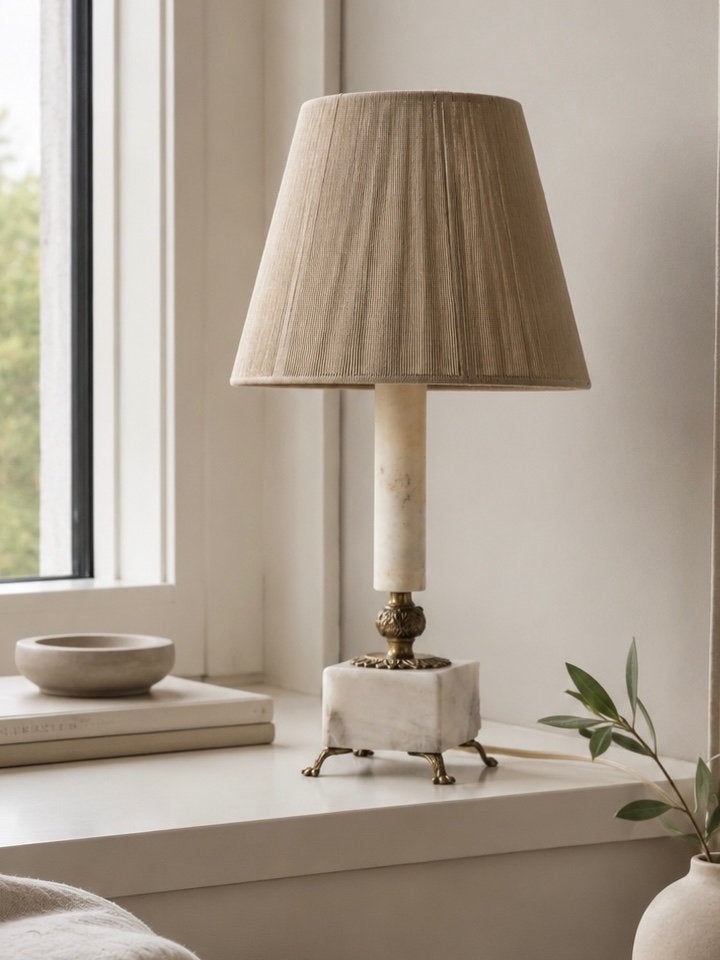 vintage onyx tafellamp 43 cm met messing deco jaren 50/60, Ophalen