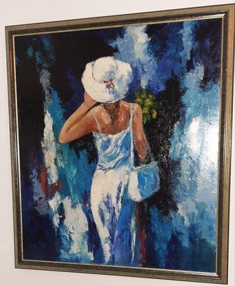 Zomerse dame met hoed van Ricky Damen, Antiek en Kunst, Ophalen