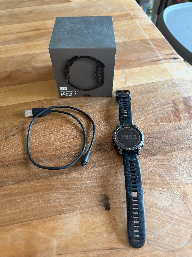 Garmin Fenix 7 Solar (47mm) – Technisch 100%, Gebruikt, Zwart, Ophalen of Verzenden, Waterdicht
