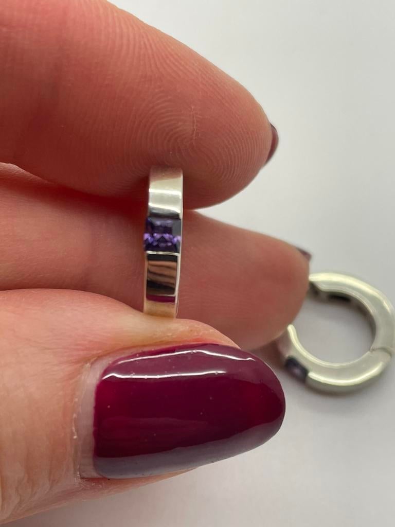D495 Prachtige zilveren Thomas Sabo oorbellen amethist, Ophalen of Verzenden, X, Zilver, X