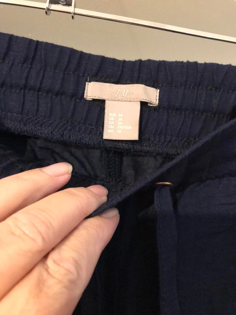 Nieuw H&M navy blauw pantalon broek linnen viscose mt 54, Kleding | Dames, H&M, Nieuw, Broek of Spijkerbroek, Verzenden