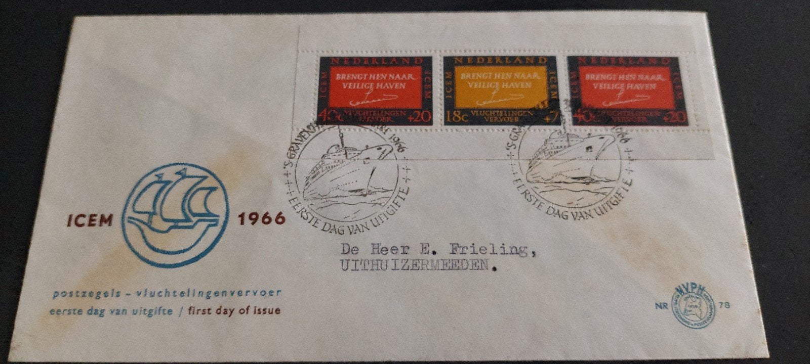 eerste dag envelop nederland e78 ICEM 1966, Ophalen, Beschreven, Nederland