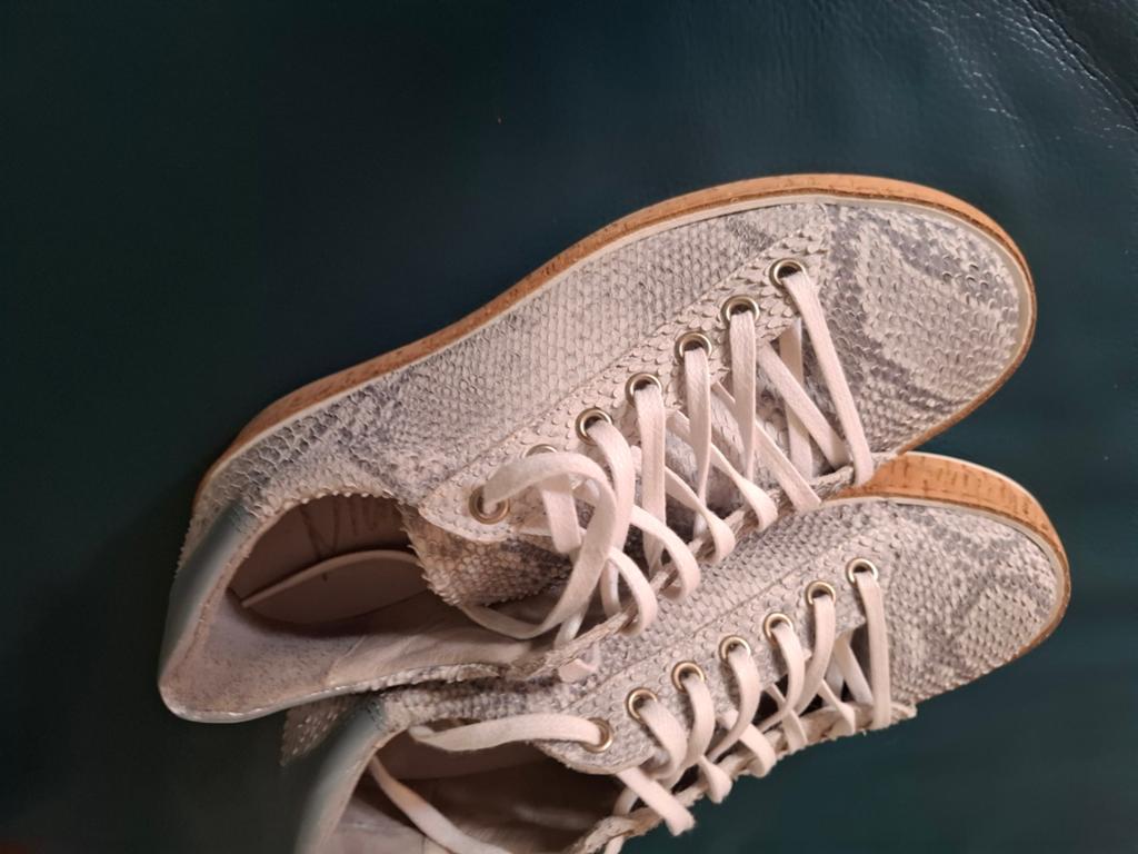 Leren slangenprint sneakers mani maat 38, Verzenden, Mani, Grijs, Sneakers of Gympen