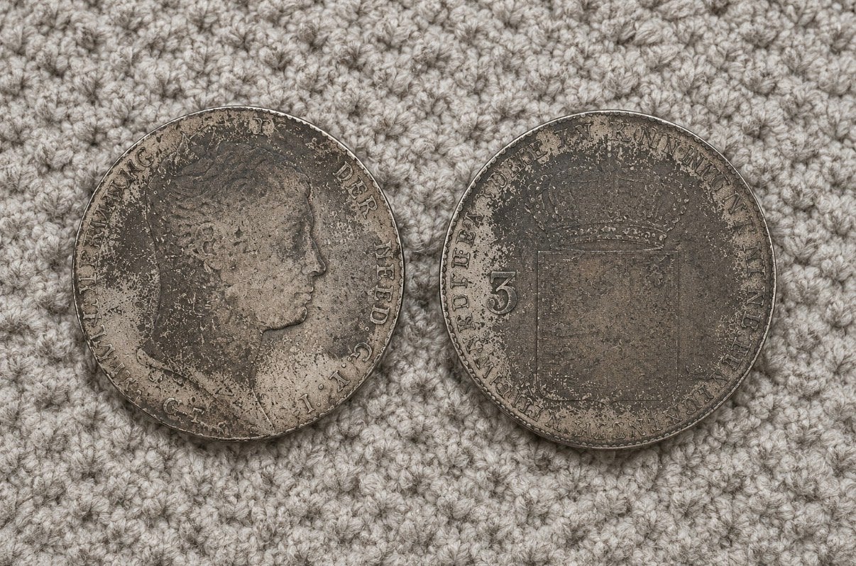 Zeldzame Nederlandse 3 Gulden 1823 Willem I Zilver, Zilver, Koningin Wilhelmina, Losse munt, Overige waardes