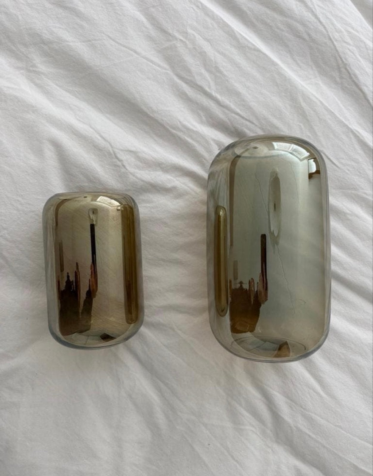 Set van 2 Zara Home vazen - Zo goed als nieuw, Ophalen, Bruin, Met patroon/structuur, Glas