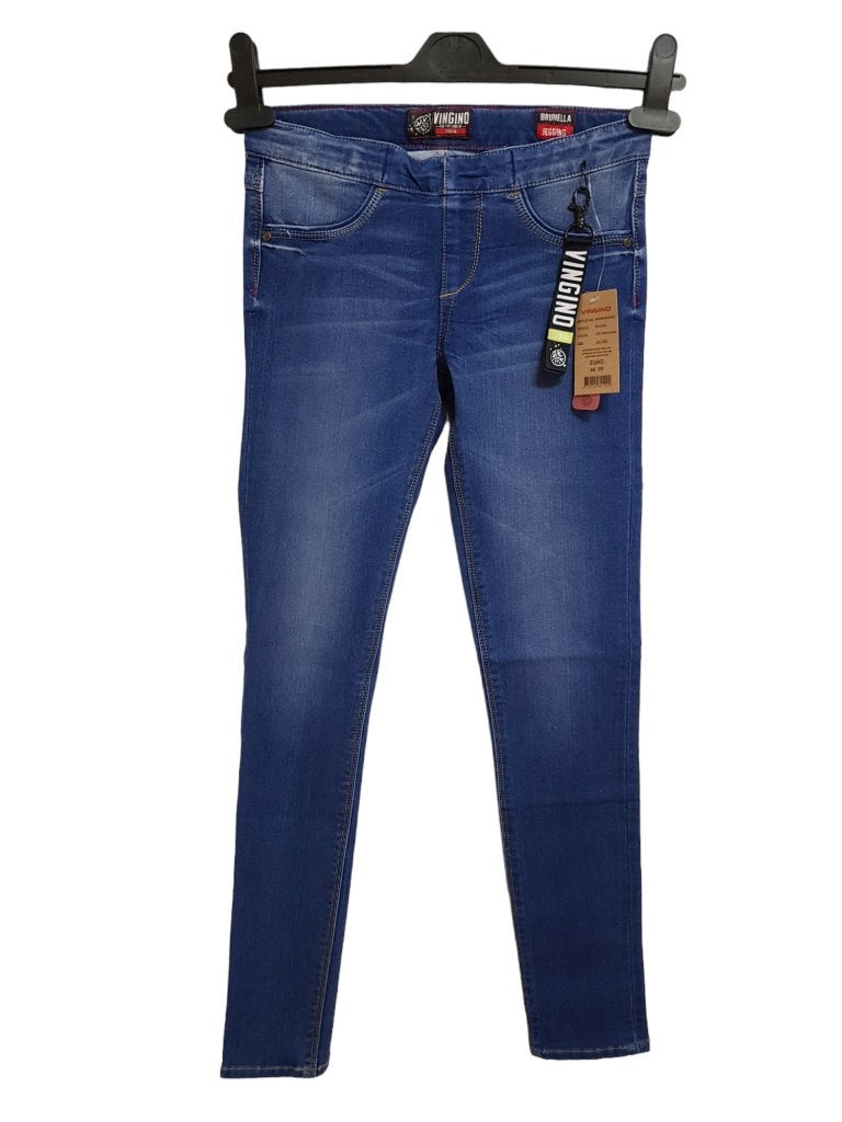 Gave blauwe VINGINO stretch jegging Brunella mt 12/152., Broek, Nieuw, Vingino, Verzenden
