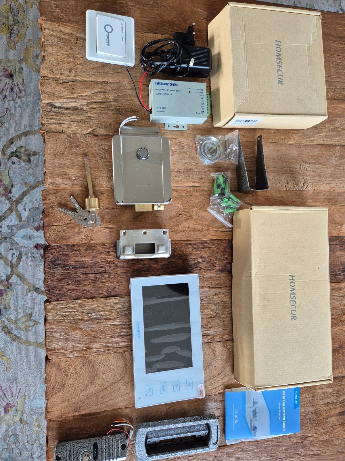 HOMSECUR Video Deur Intercom Systeem met Deurslot, Ophalen, Zo goed als nieuw, Compleet systeem