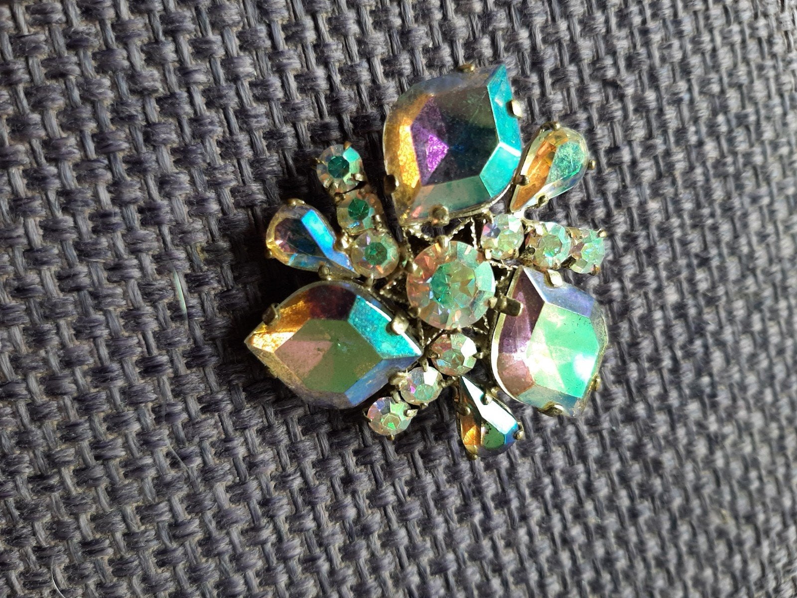Vintage Broche met Aurora Borealis Kristallen, Sieraden, Tassen en Uiterlijk, Ophalen, Overige materialen, Broche