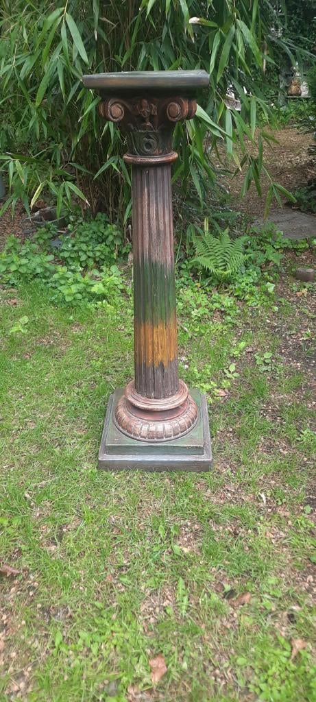 Houten zuil hoog 118 cm voet 38x38 cm  bovenkant 18x18 cm, Ophalen of Verzenden