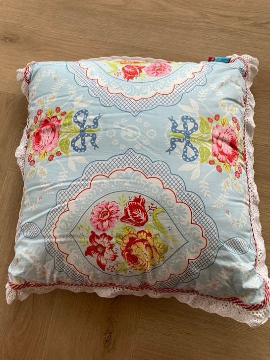 Pip Studio Sierkussen - Blauw met Bloemenprint, Ophalen, Blauw, Pip Studio, Vierkant