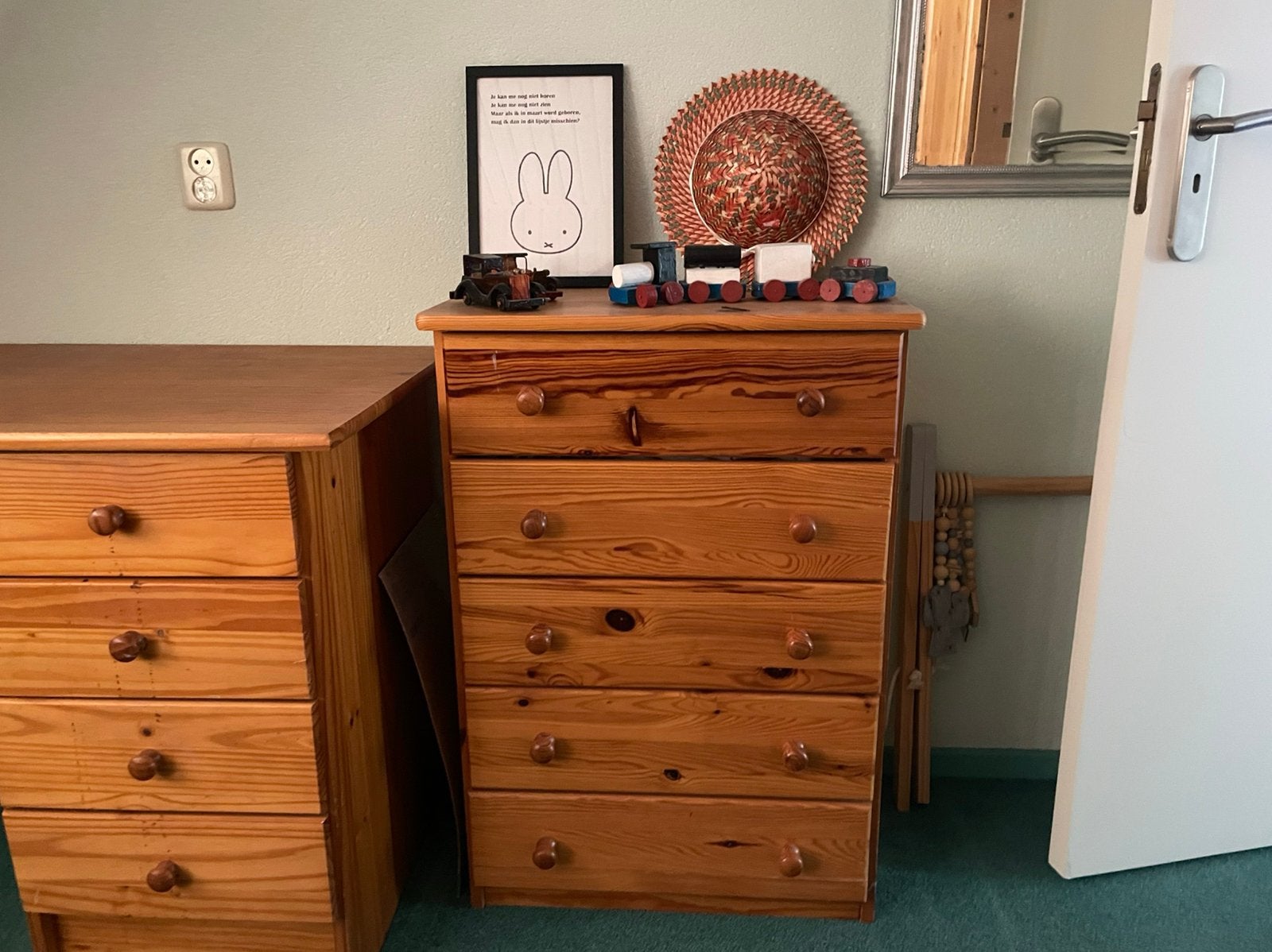 Dressoir grenen hout met 5 lades te koop, Huis en Inrichting, Kasten | Ladekasten, Ophalen, Gebruikt, 50 tot 100 cm, Minder dan 100 cm