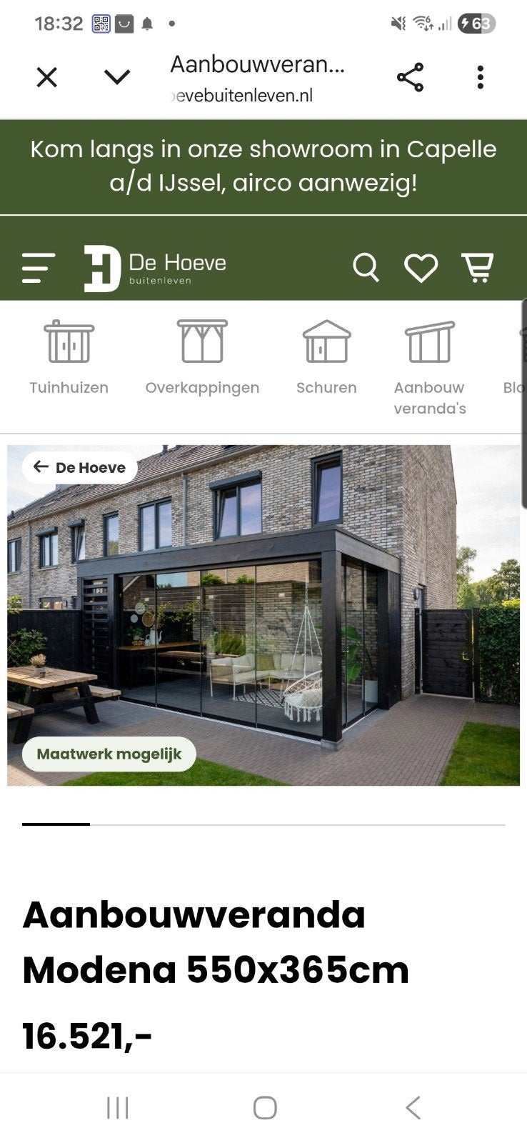 Veranda, Tuin en Terras, Tuinhuizen, Ophalen of Verzenden, 500 cm of meer, 3 ramen of meer