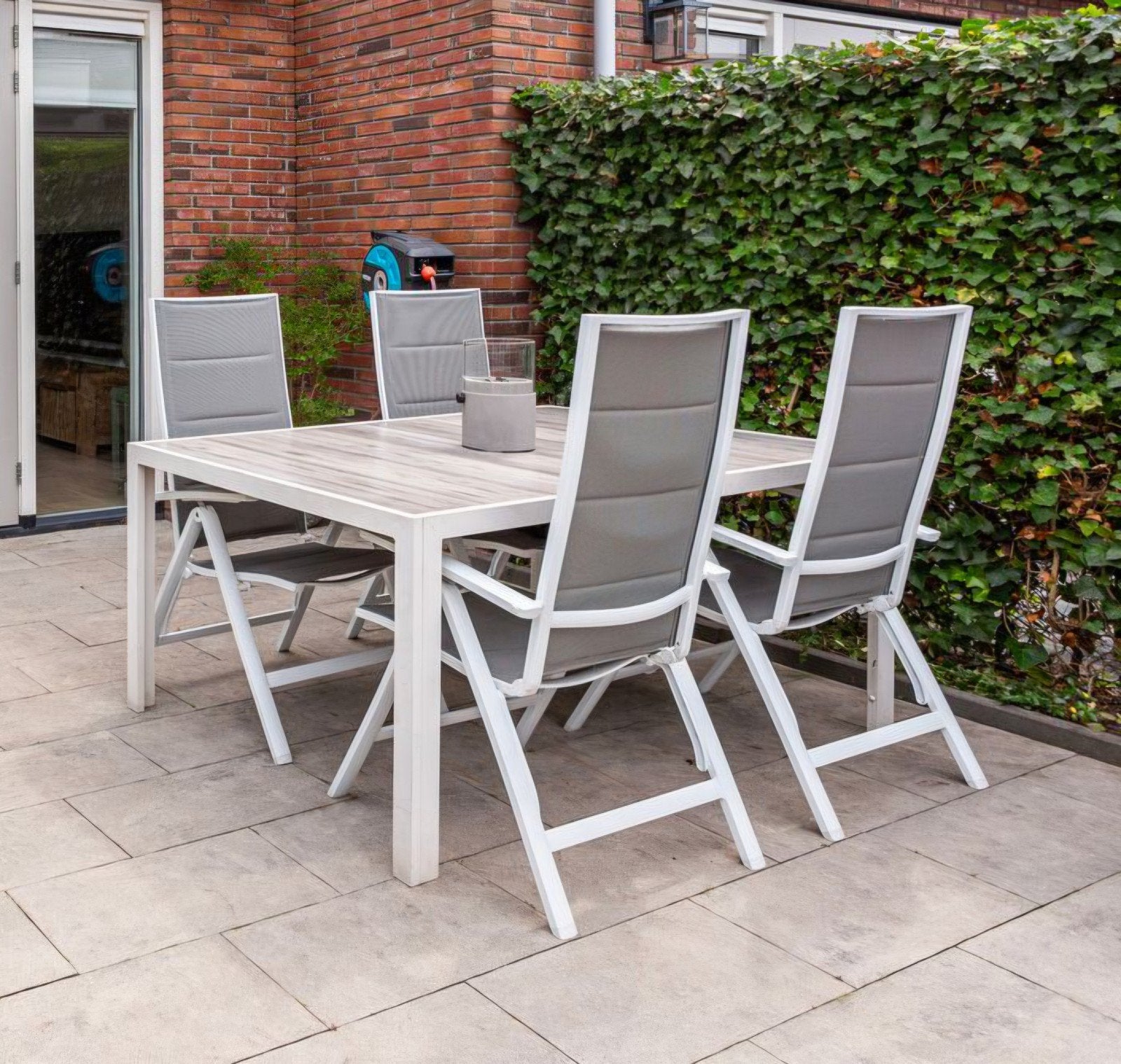 Hartman tuinset: tafel met 4 verstelbare standenstoelen, Ophalen, Gebruikt, Aluminium
