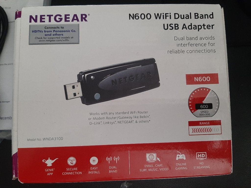 NETGEAR N600 WiFi Dual Band USB Adapter, Computers en Software, Ophalen of Verzenden, Nieuw, Extern, NETGEAR