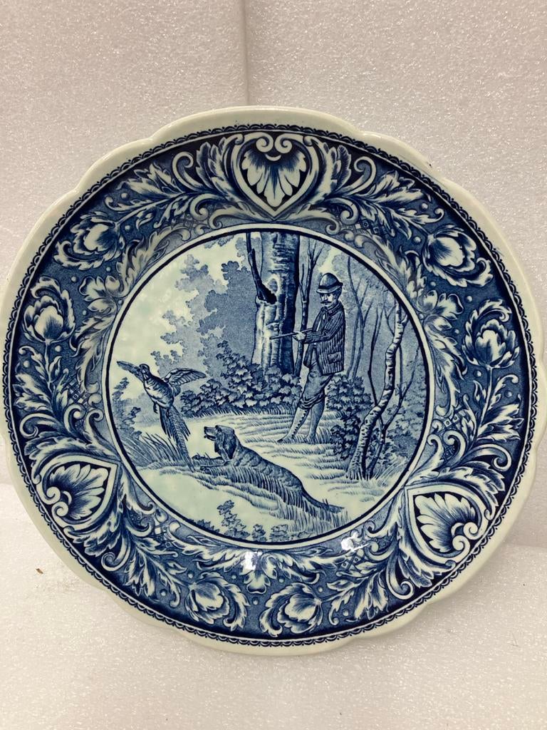 Antiek Delfts Blauw Boch Bord met Jachtscène, Antiek en Kunst, Antiek | Wandborden en Tegels, Ophalen of Verzenden
