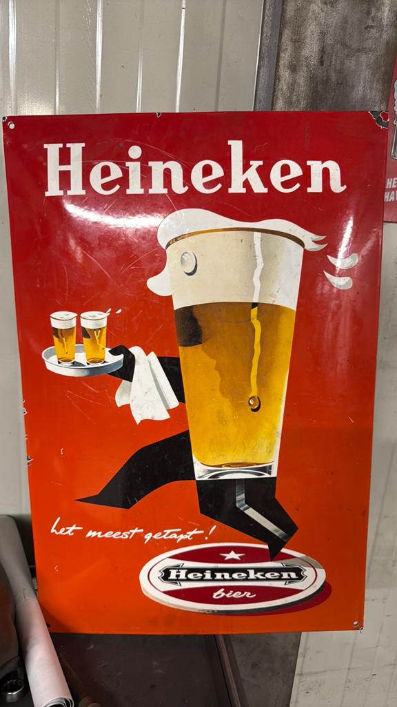Antiek heineken bord emaille, Antiek en Kunst, Antiek | Emaille, Ophalen of Verzenden