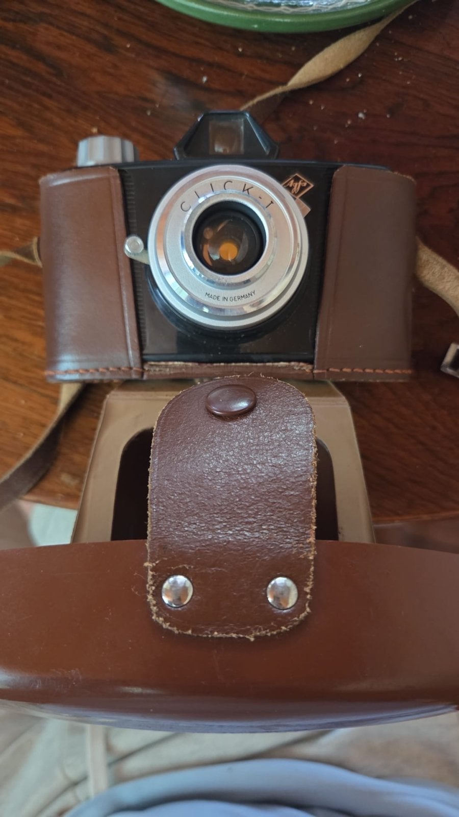 Agfa Click-I vintage camera met lederen tasje, Audio, Tv en Foto, Fotocamera's Analoog, Ophalen, Gebruikt, Compact, Overige Merken