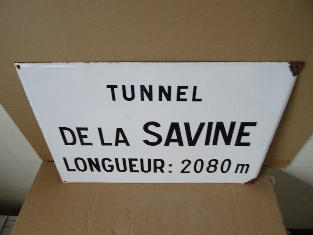 Curiosa vintage emaille bord Frans verkeersbord Tunnel 60x40, Gebruikt, Overige typen, Ophalen of Verzenden, Onbekend