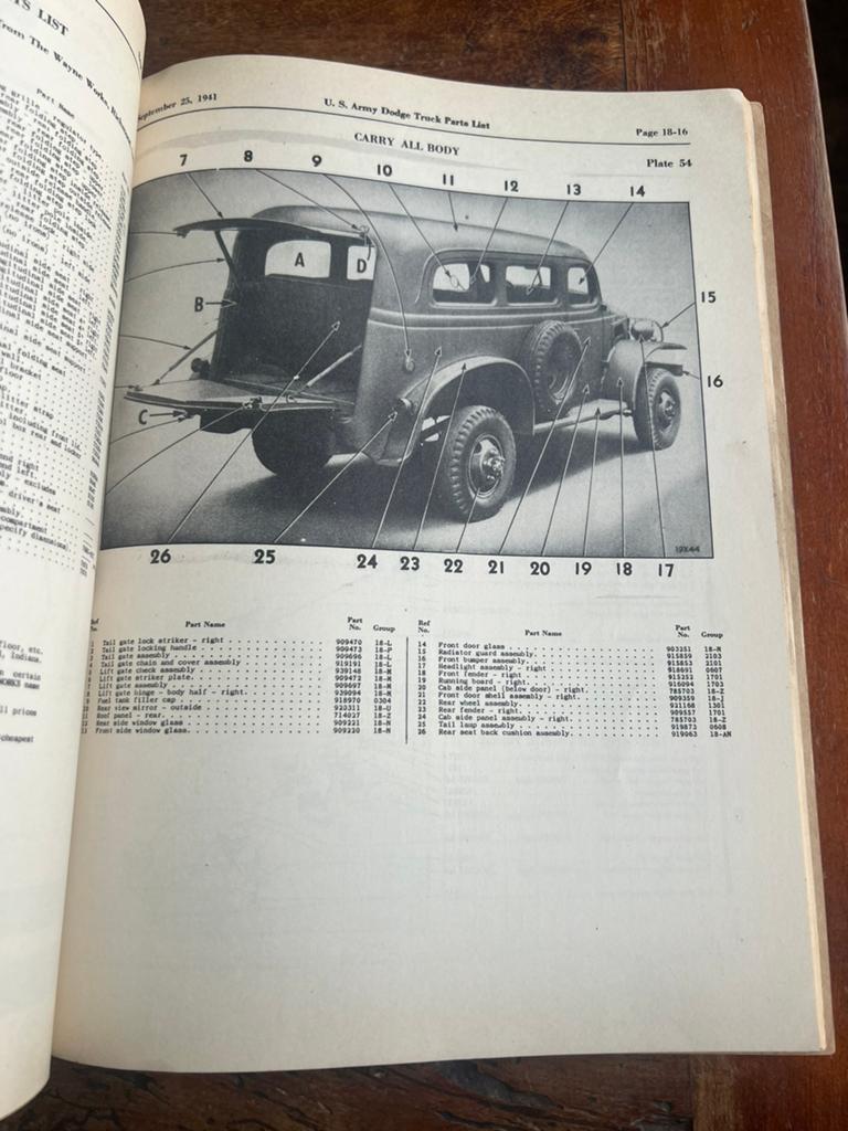 WO2 Amerikaans Dodge WC21 WC27 parts catalog KTR ambulance, Verzamelen, Militaria | Tweede Wereldoorlog, Amerika, Ophalen of Verzenden
