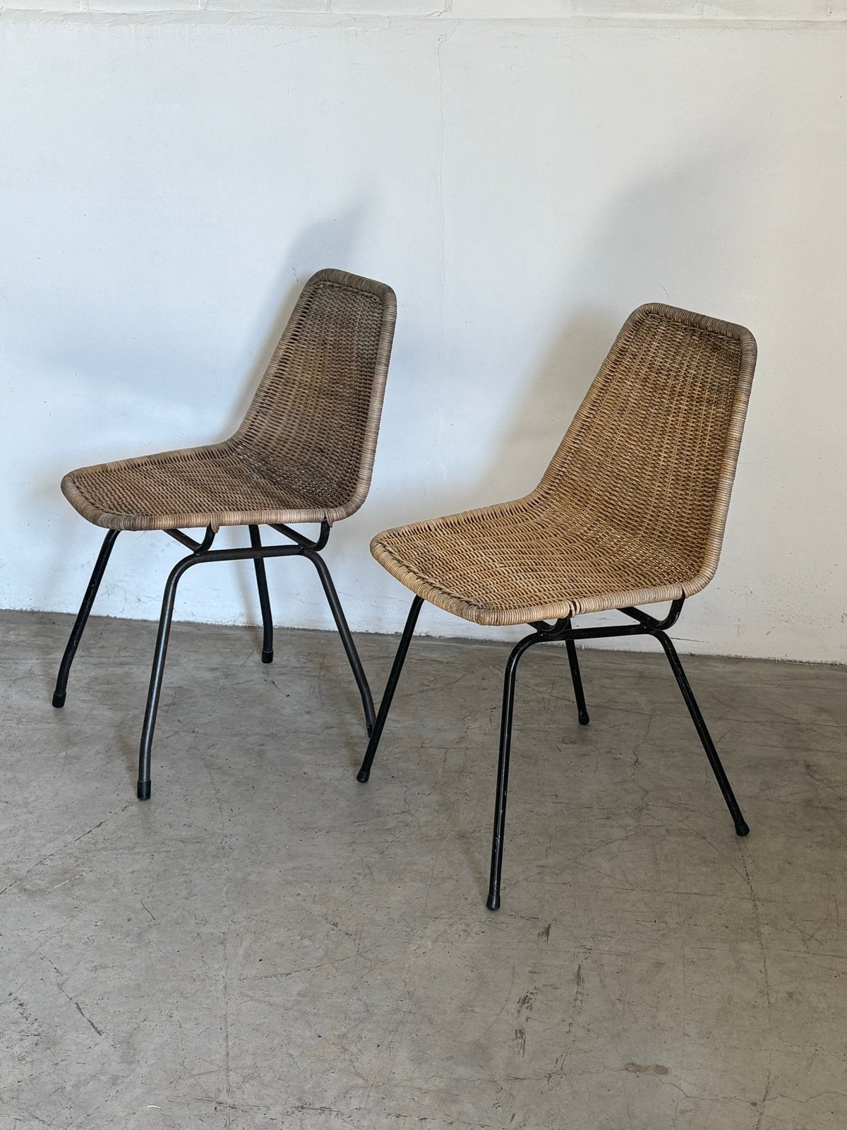 Vintage rotan stoelen (set van 2), Huis en Inrichting, Stoelen, Ophalen, Bruin, Twee