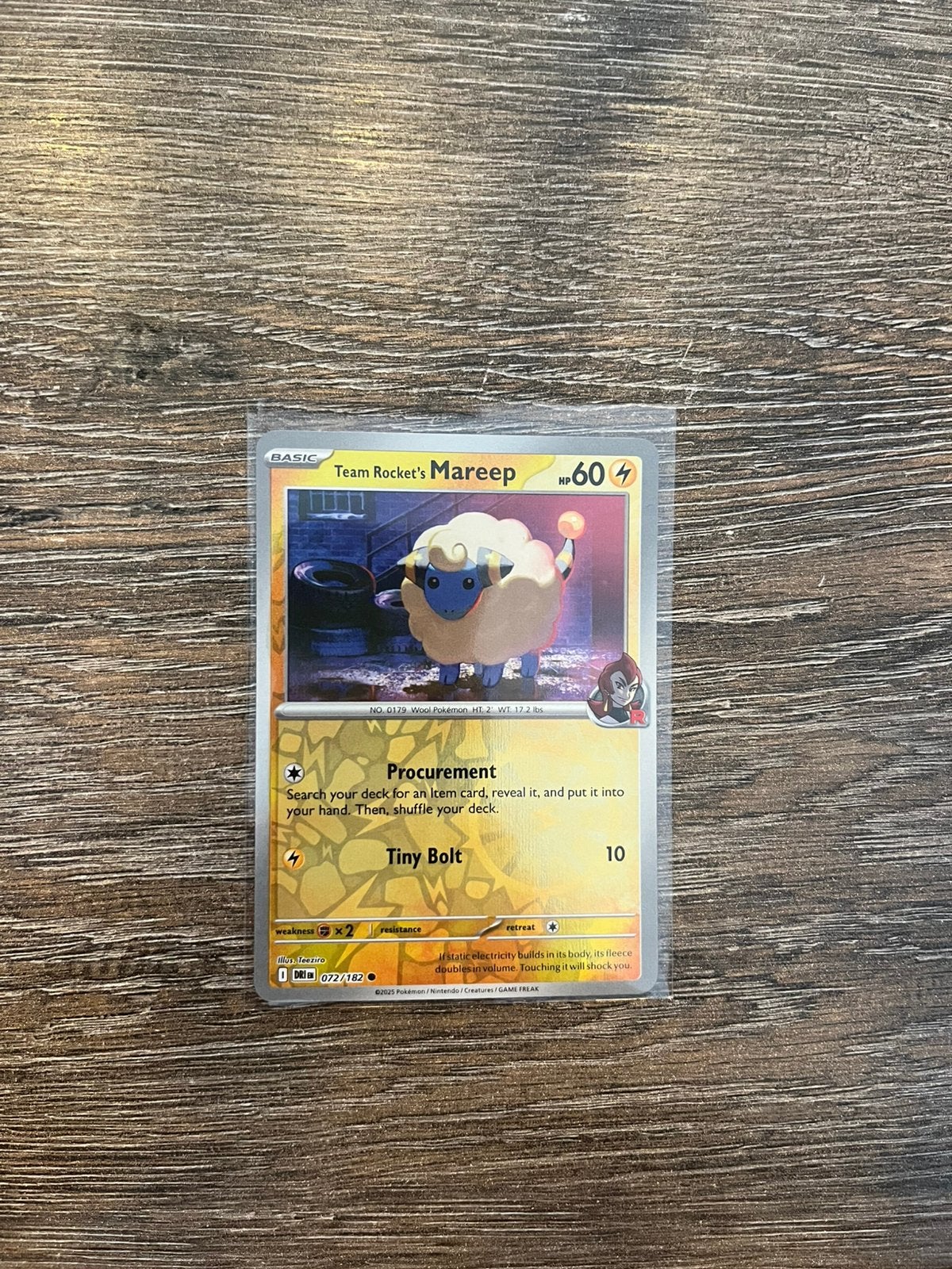 Team Rocket’s Mareep DRI 072/182 reverse holo, Ophalen of Verzenden, Zo goed als nieuw