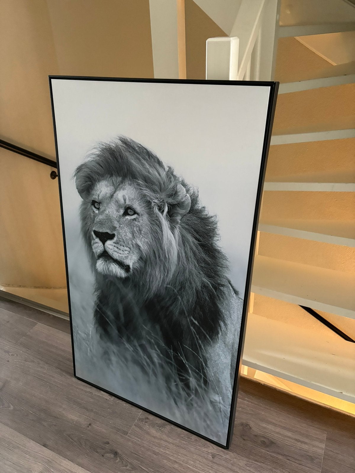 Wanddecoratie leeuw met zwarte omlijsting, Ophalen, Zo goed als nieuw