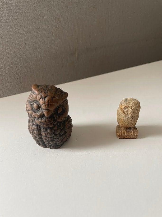 Beeldjes: 2 uiltjes, Ophalen of Verzenden, Gebruikt, Vogel, Beeldje of Figuurtje