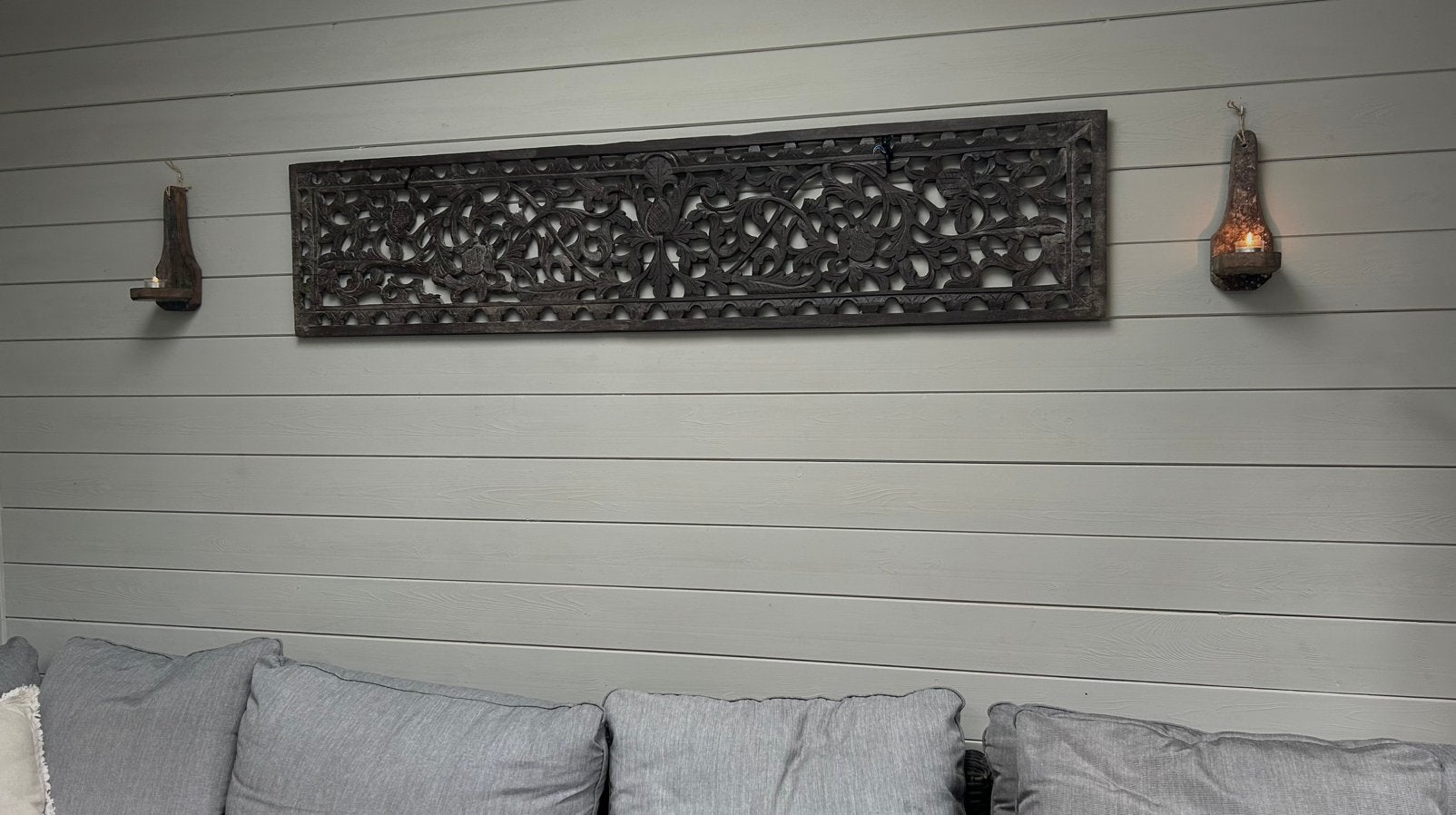 Groot (165 cm) houtgestoken wand paneel India oosters feeze, Ophalen