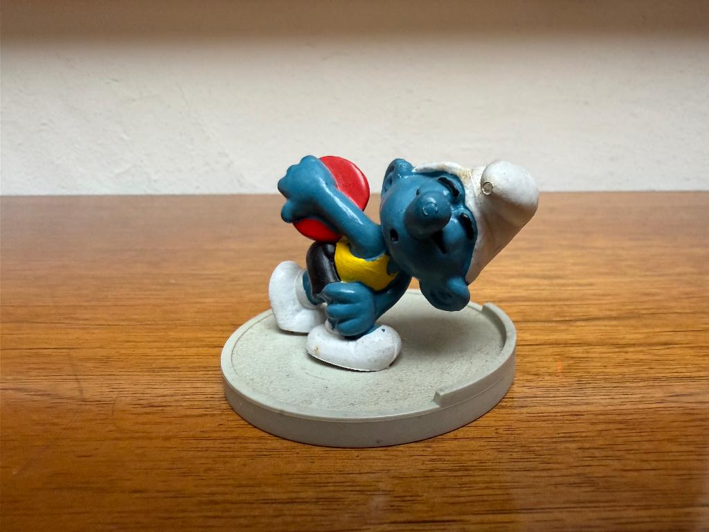 Discuswerper Smurf, Verzamelen, Ophalen of Verzenden, Gebruikt, Overige Smurfen, Poppetje, Figuurtje of Knuffel