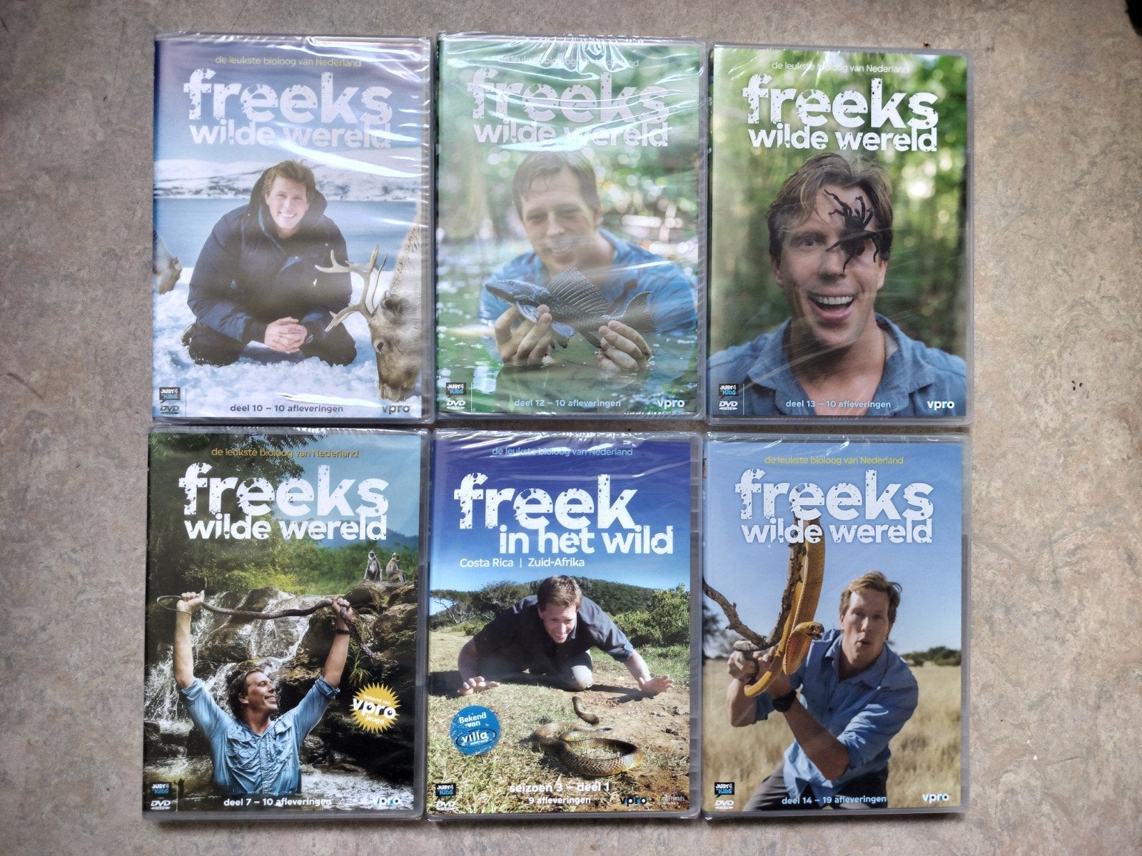 6x Gesealde Freek Vonk DVD's: Wilde Wereld & In het Wild, Ophalen, Alle leeftijden, Natuur, Nederlands
