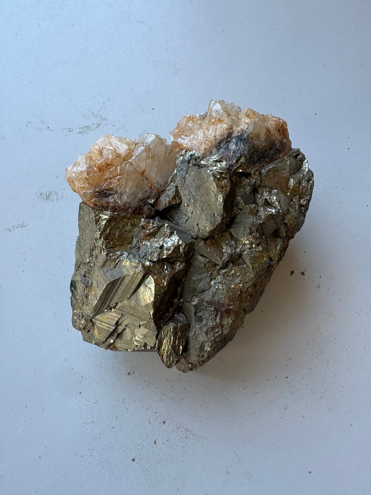 Grote Pyriet met Kwarts Kristal, Prachtig Mineraal Specimen, Verzenden