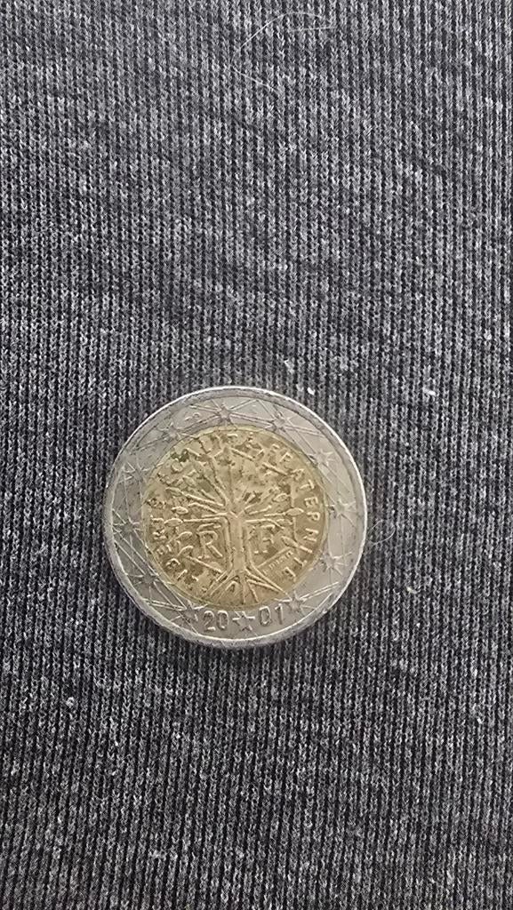 Zeldzame Franse 2 Euro munt 2001, Postzegels en Munten, Munten | Europa | Euromunten, Ophalen of Verzenden, Frankrijk, 2 euro