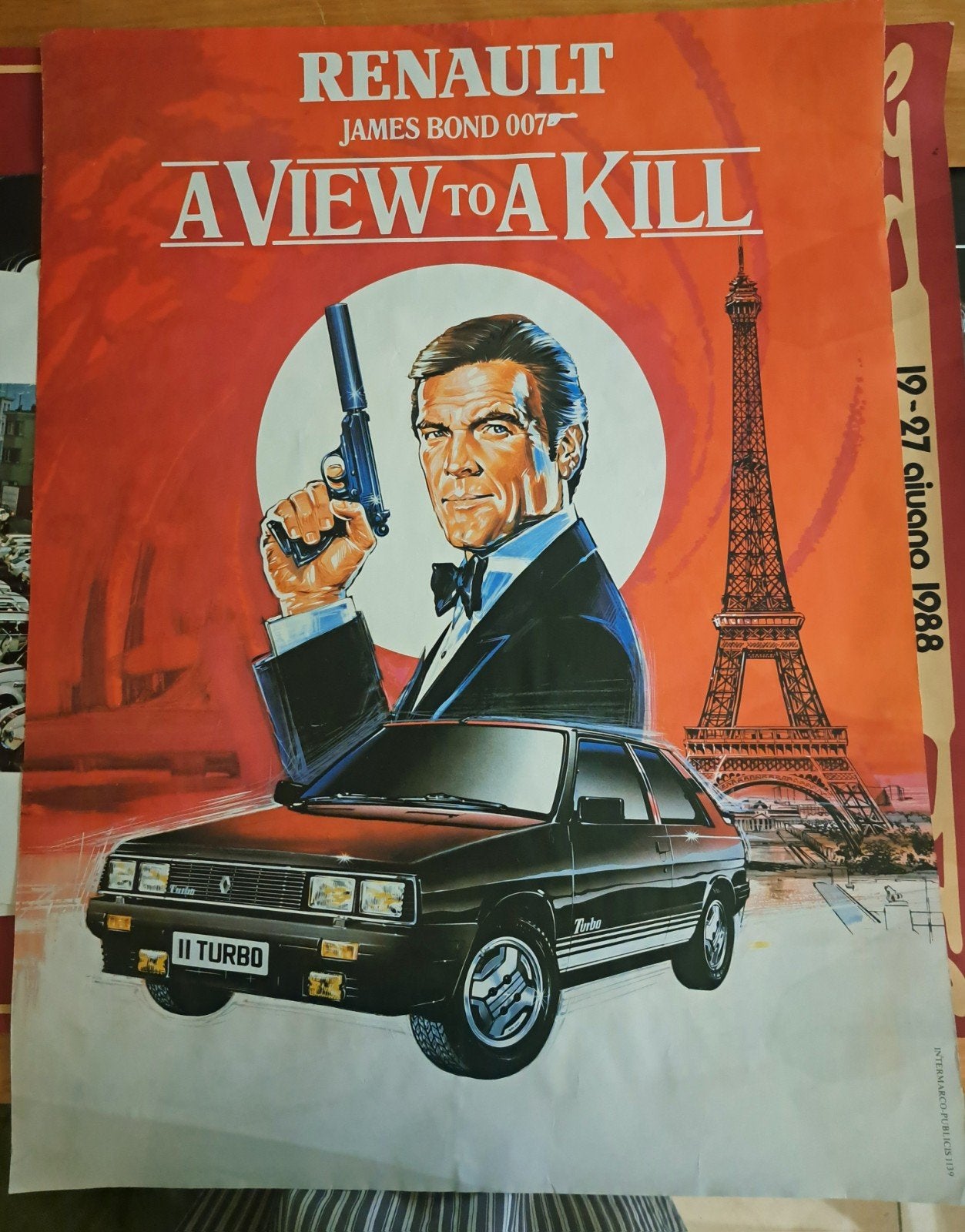 James Bond Renault reclameposter – A View to a Kill (1985) –, Verzamelen, Posters, Ophalen of Verzenden, A1 t/m A3, Film en Tv