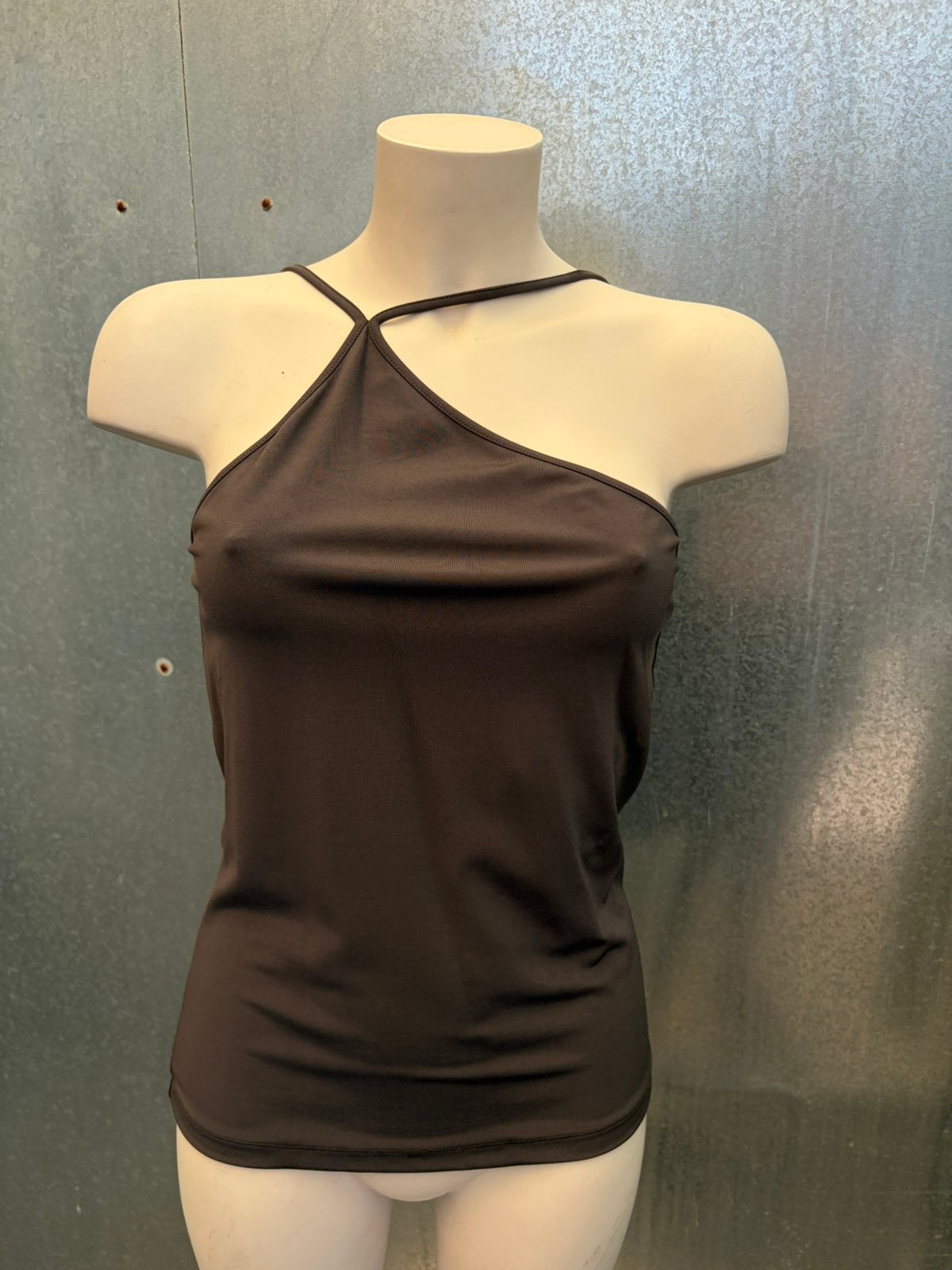 Closed top L bruin blouse shirt basic stretch, Maat 38/40 (M), Bruin, Ophalen of Verzenden, Zo goed als nieuw