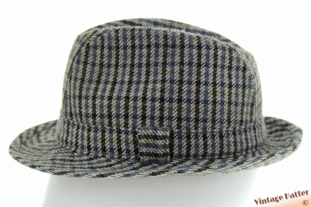 Vintage Vissershoed Failsworth Stafford blauwgrijs wol 55 =S, Failsworth - Stafford, Hoed, Ophalen of Verzenden, 57 cm (M, 7⅛ inch) of minder
