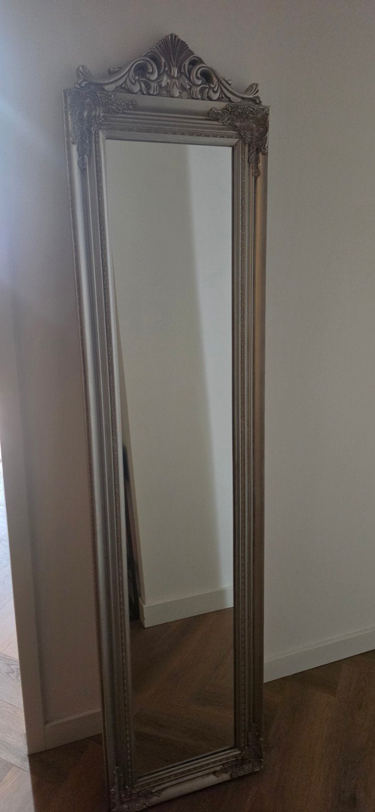 Passpiegel 160x40 cm - Zilverkleurig met sierlijke lijst, Huis en Inrichting, Woonaccessoires | Spiegels, Ophalen