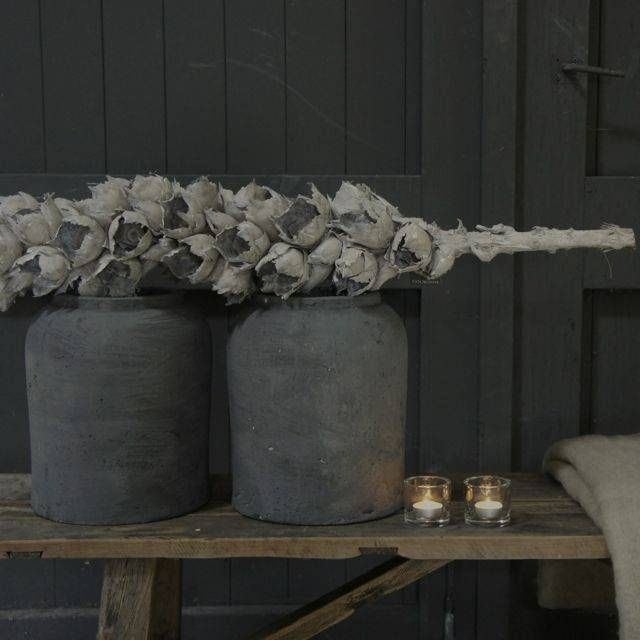 Set van 2 robuuste bloempotten van beton, Rond, Ophalen of Verzenden, Zo goed als nieuw, Balkon