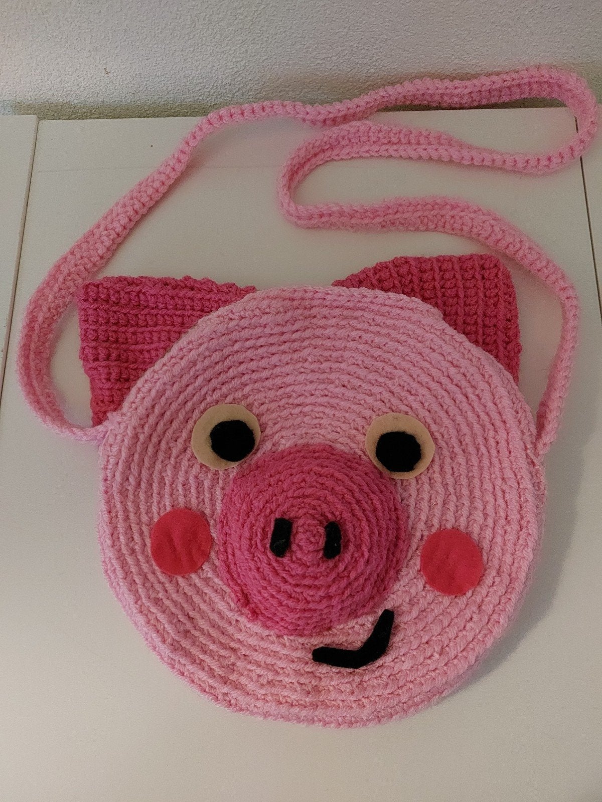 Zelfgehaakte schoudertas piggy, Ophalen of Verzenden, Nieuw, Roze, Overige merken